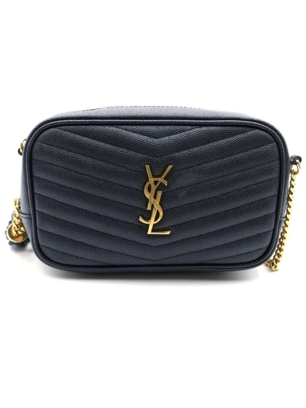 Saint Laurent Paris Lou Shoulder Bag Chain Gold Leather Black